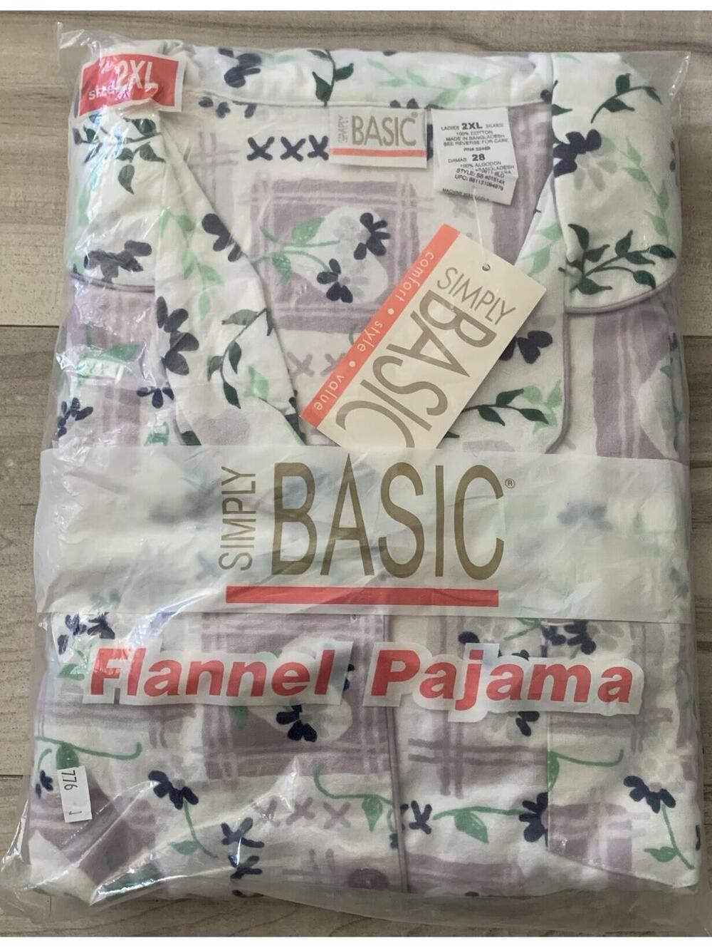 Vtg 90s Walmart Simply Basic Flannel Pajamas Floral USA NWT 2XL Cottagecore